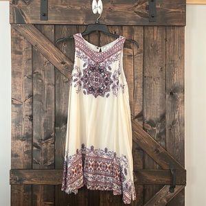 White and Purple Mandela Print Dress